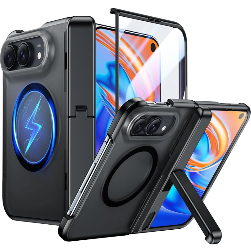 Shockproof Matte Skin Magnetic Phone Case‌ for iPhone Duo 18 Ultra 18Fold Hinge Protection‌ Slim Camera Lens Bump‌ Cover