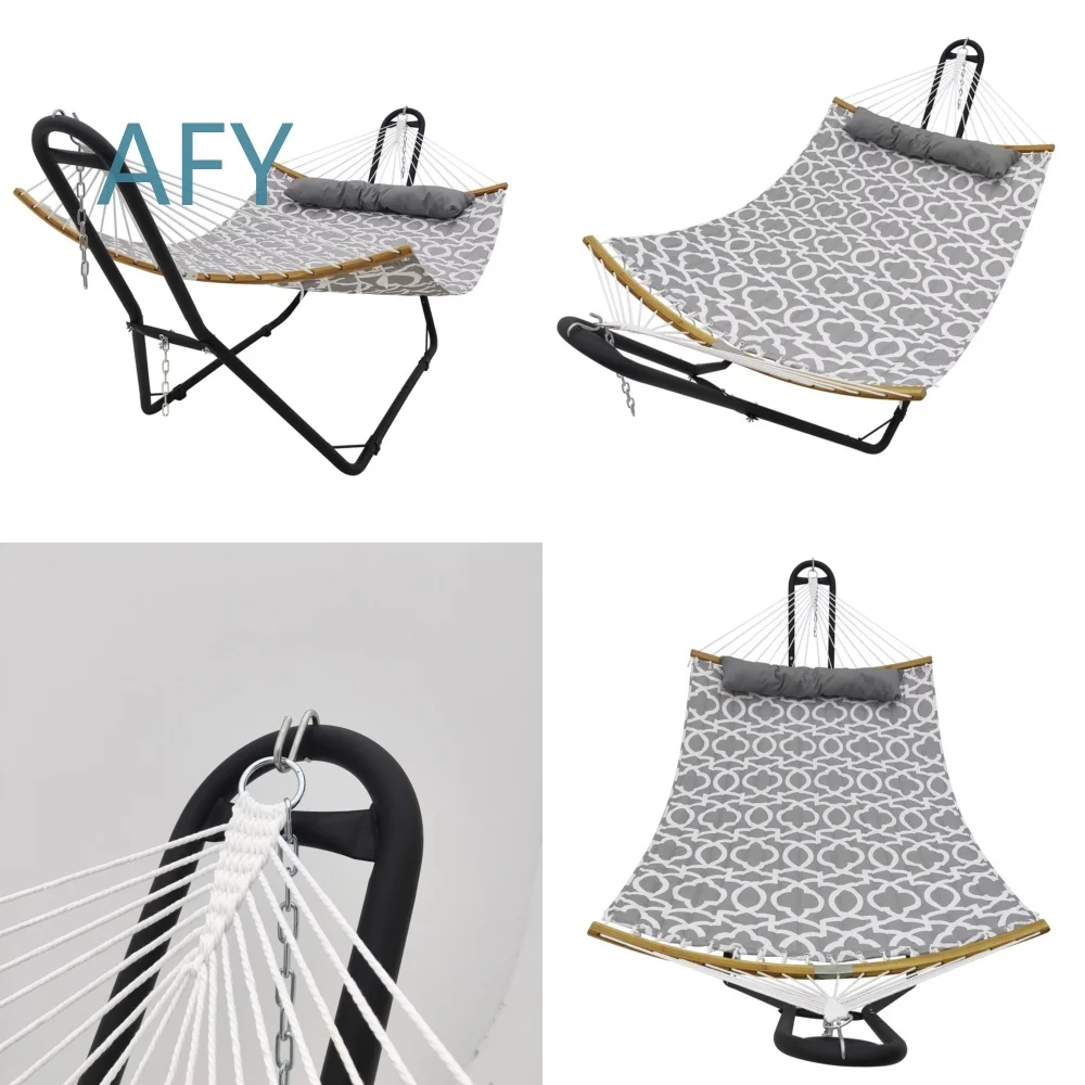 Premium Portable Double Hammock Chair for Outdoor Indoor Garden Backyard with Stand Hanging Swing Hammock for Relaxation and
