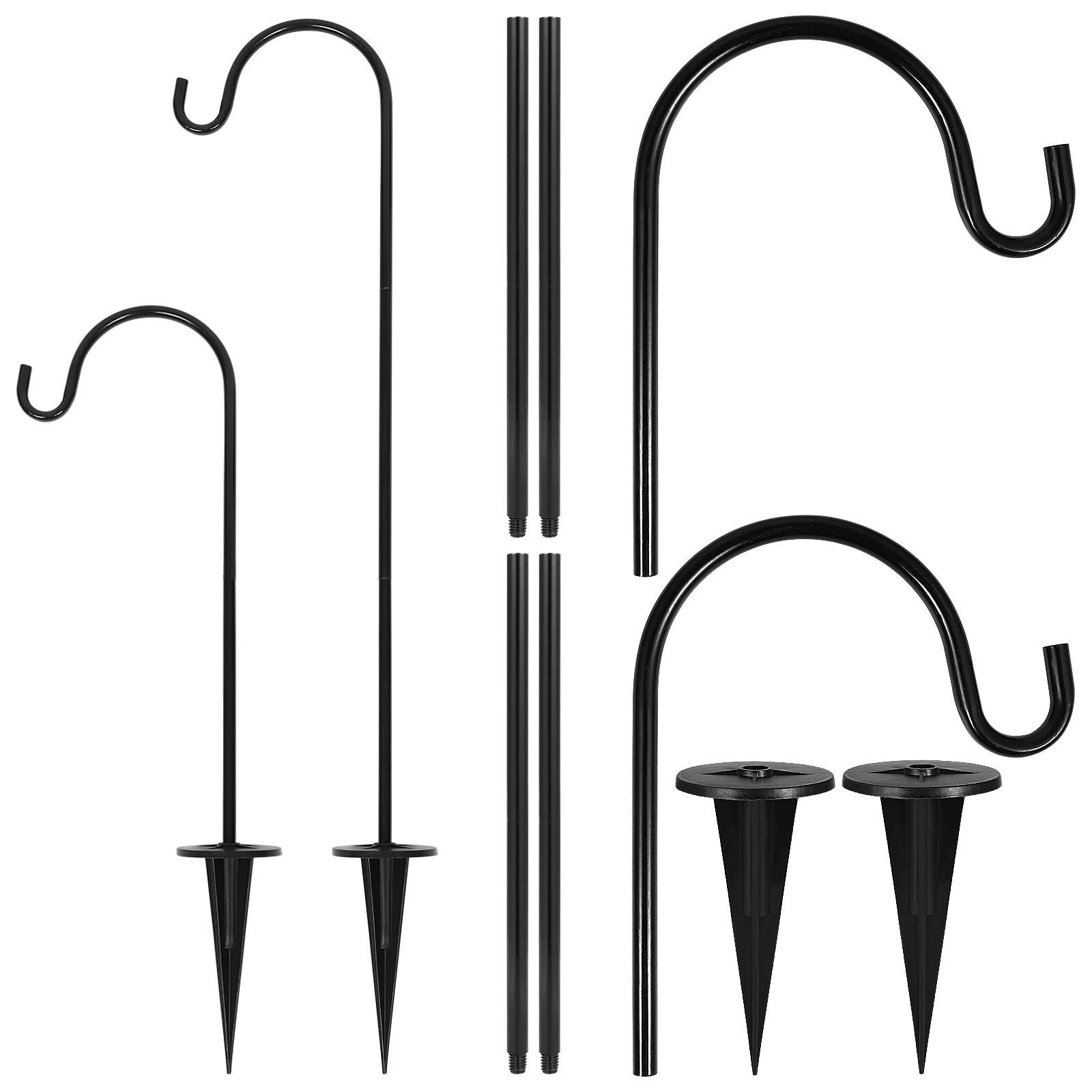 

2 pcs Solar Garden Hooks Iron Shepherd Hook for Plants Bird Feeder Pole Outdoor Lanterns Hangers Gardening Decor Retro Sturdy