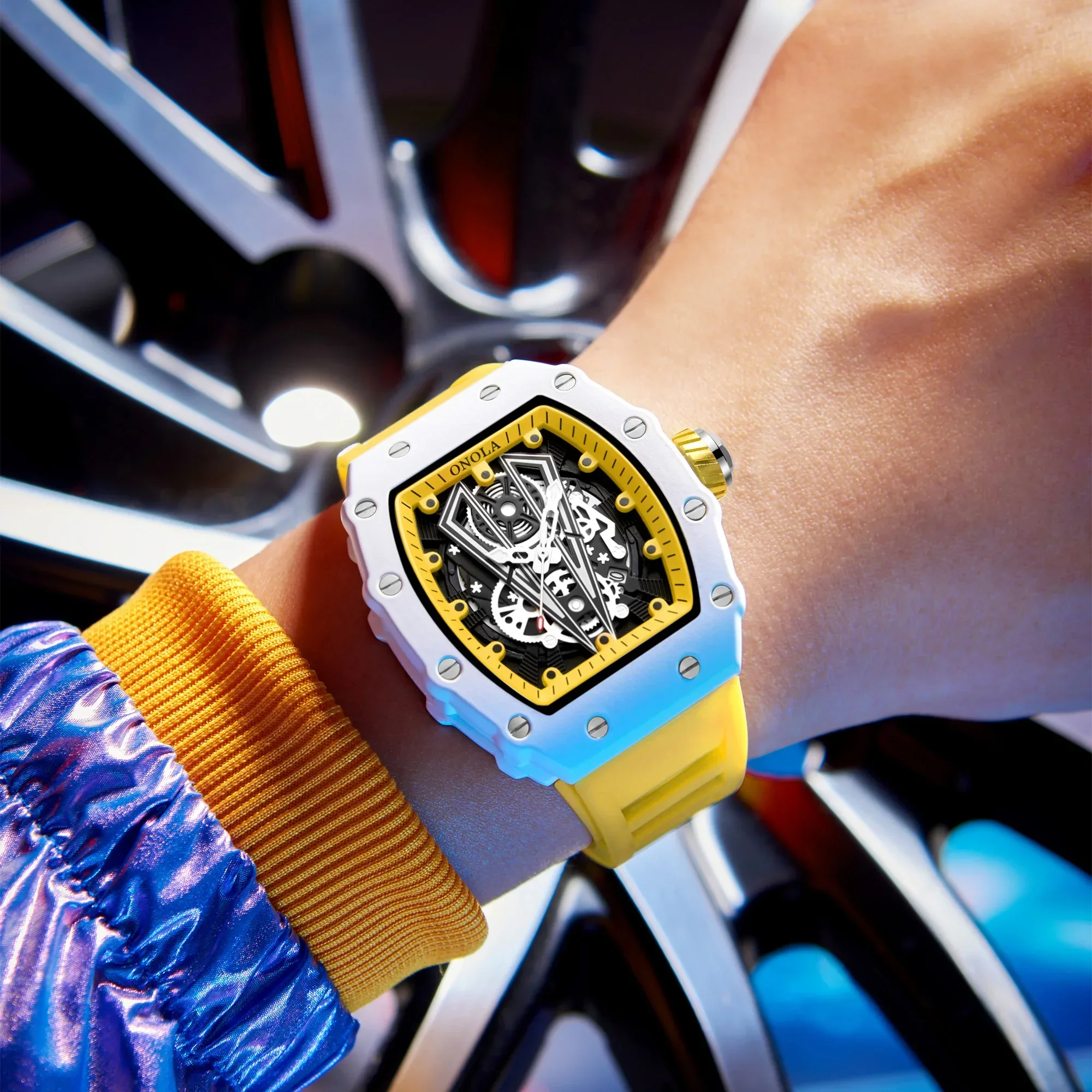 NEW High Quality Men's Watch Quartz ONOLA Fashion Clock Waterproof Silicone Tape Watch for Men - Image 3