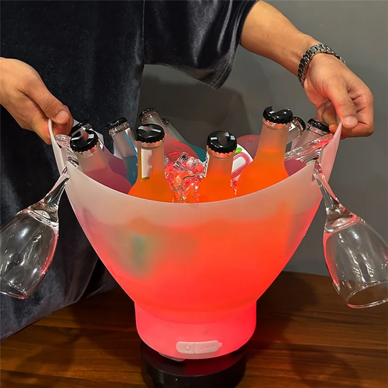 ABFN-Secchio per il ghiaccio con altoparlante Bluetooth con barra luminosa Secchiello per il ghiaccio grande Secchiello per il vino portatile Accessori per bar Secchiello per bevande