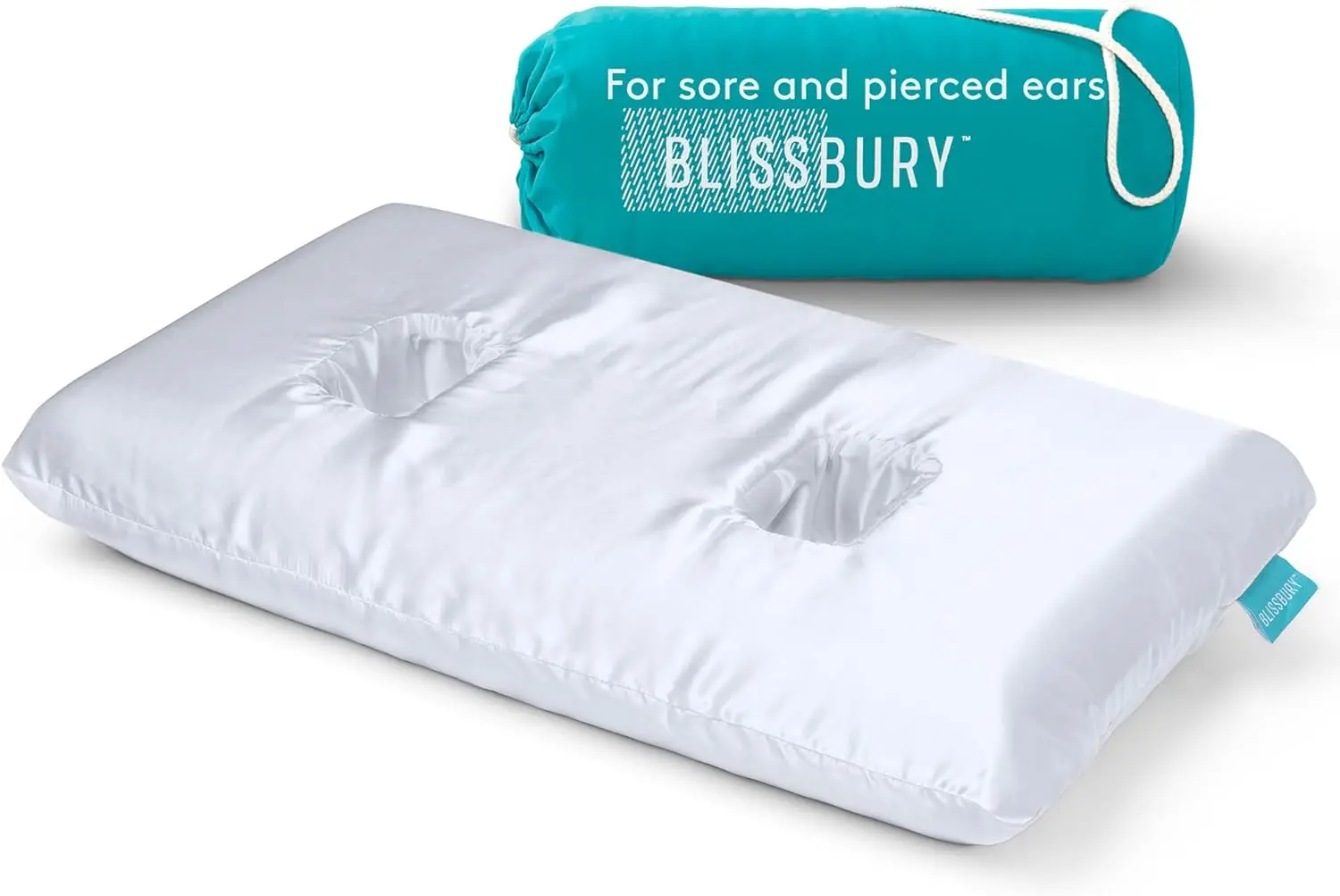 

Подушка из пены с эффектом памяти для сна на боку с отверстиями для ушей - регулируемая высота, охлаждающий гель, гипоаллергенная