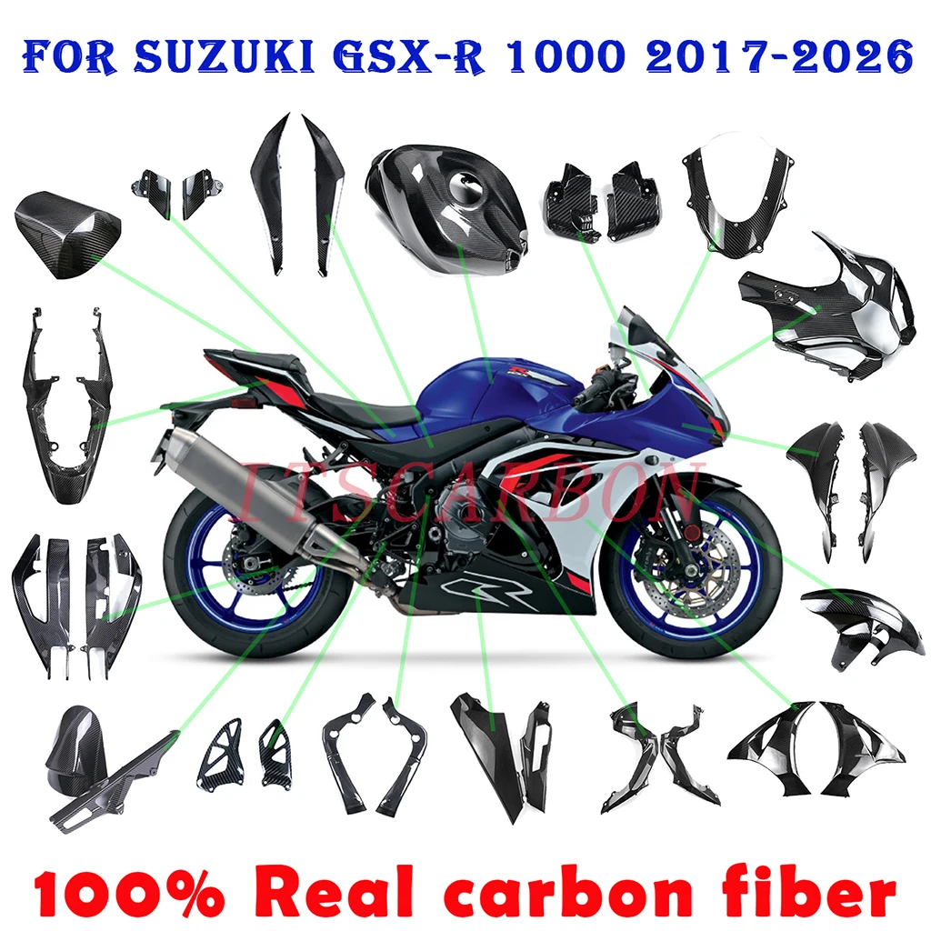 Real Dry Carbon Fiber Fairings For Suzuki GSXR1000 2017-2026 Motorcycle Accessories Bodywork Shell 3K Racing Fairing Kit