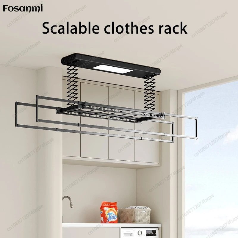 

Indoor Balcony Retractable Foldable Electric Lifting Clothes Rack Aluminum Alloy Hanging Intelligent Remote Control Clothes Rack