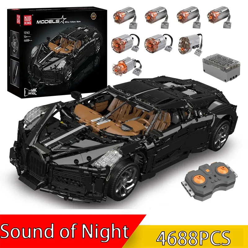 MOULD KING 13163 Technical Moter Power APP Remote Control La Voiture Noire Sport Car Building Block Toys Christmas Gifts For Boy