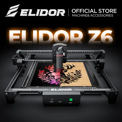 ELIDOR Z6 6W Laser Engraver and Cutting Machine CNC Diode Working Area 300X300mm Wood Marking Engravable Plywood Acrylic Glass