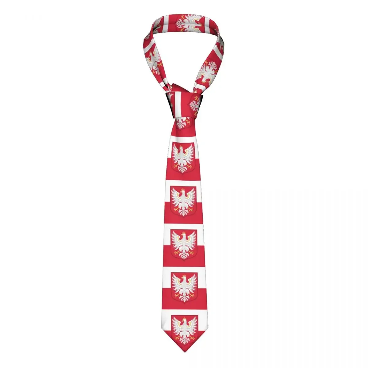 Custom Kingdom Of Poland Flag Ties for Men Classic Silk Office Neckties