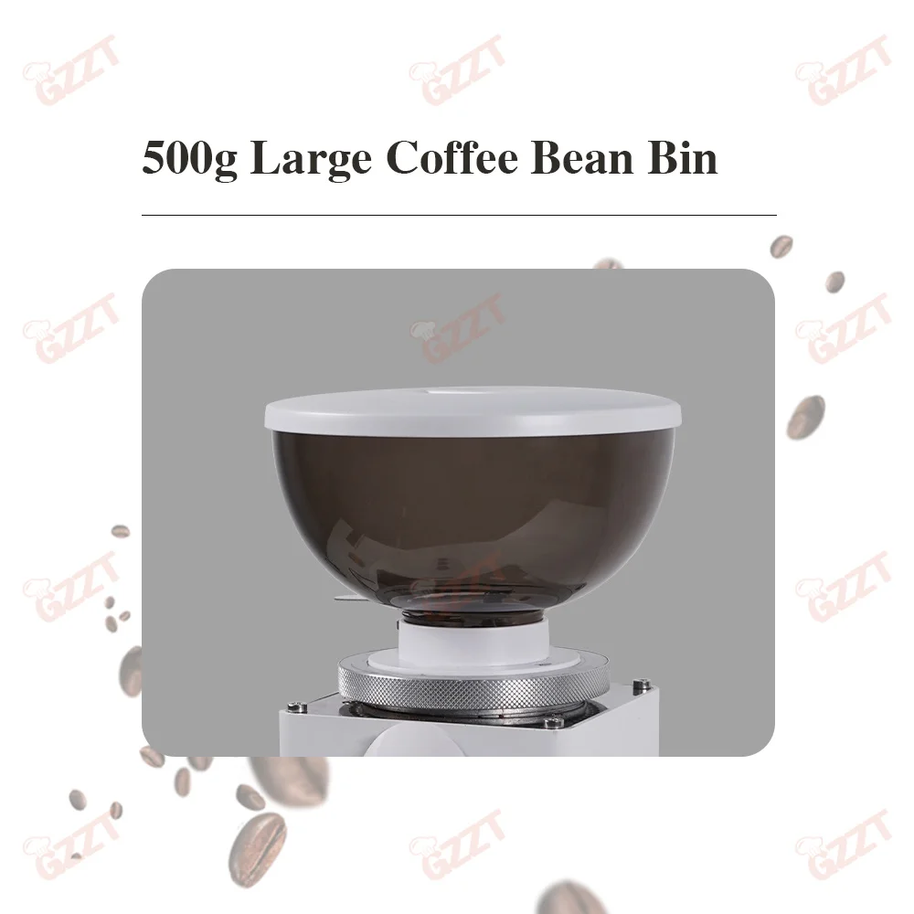 GZZT CG16 Espresso Coffee Grinder Electric Household Coffee Bean Grinder 60mm Flat Burr 500g Commercial Coffee Bean Miiler 220V