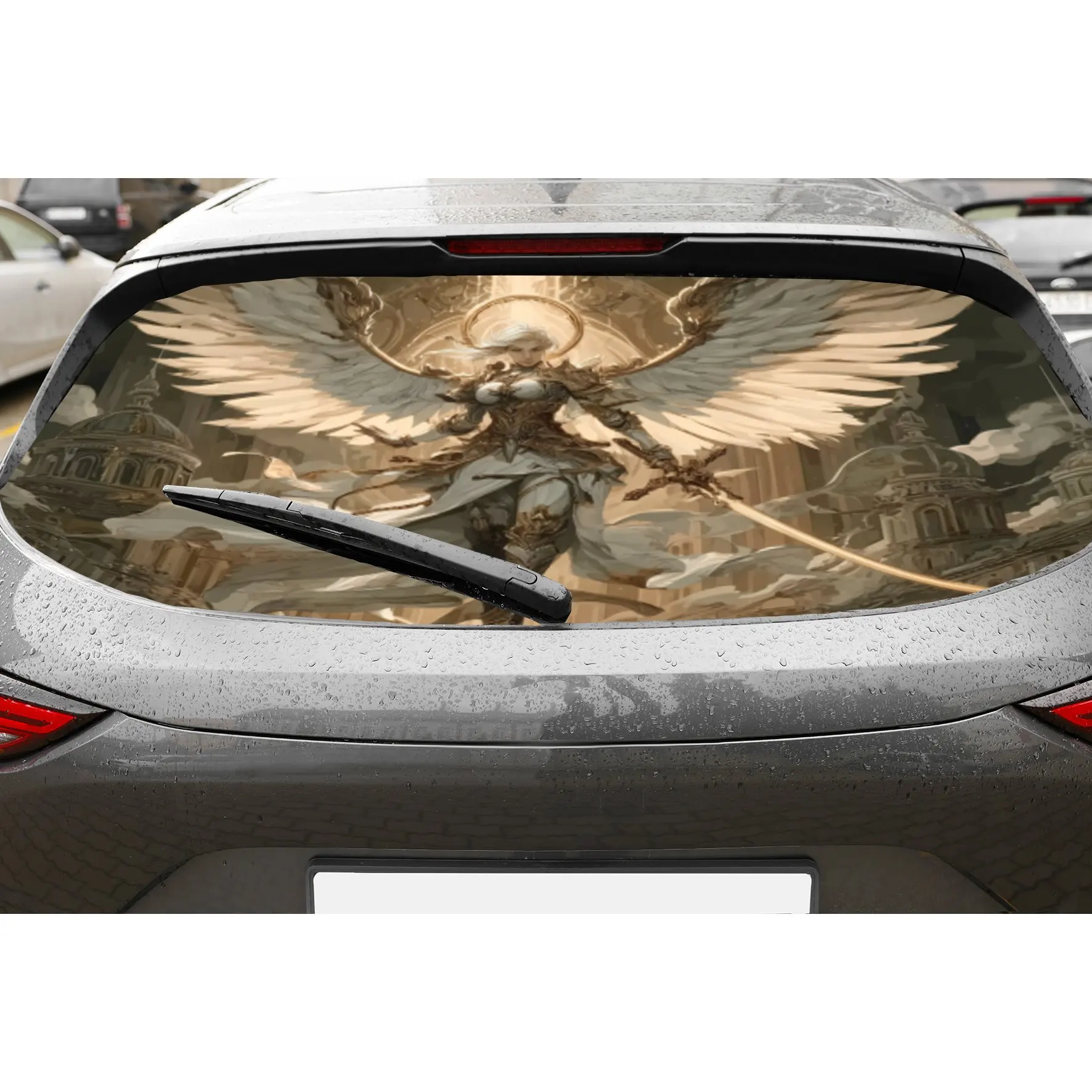 

Angel warrior PVC material self-adhesive waterproof car rear window sticker, easy to paste without falling off, waterproof and l