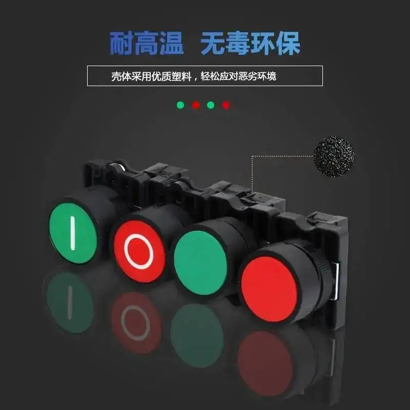 3pcs 22mm Push Button Switch Self Reset Momentary Start Stop With Arrow Symbol Plastic XB2 1NO 1NC 10A 600V
