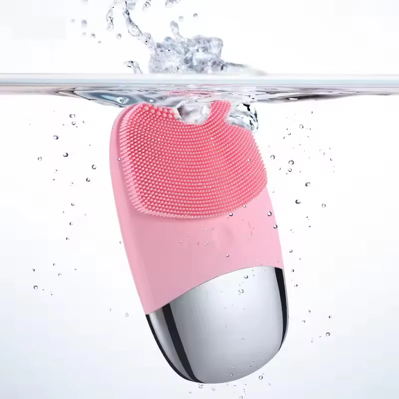 Rechargeable Electric Waterproof Sonic Face Scrubber Facial Cleansing Brush Silicone for Women Deep Clean Exfoliates