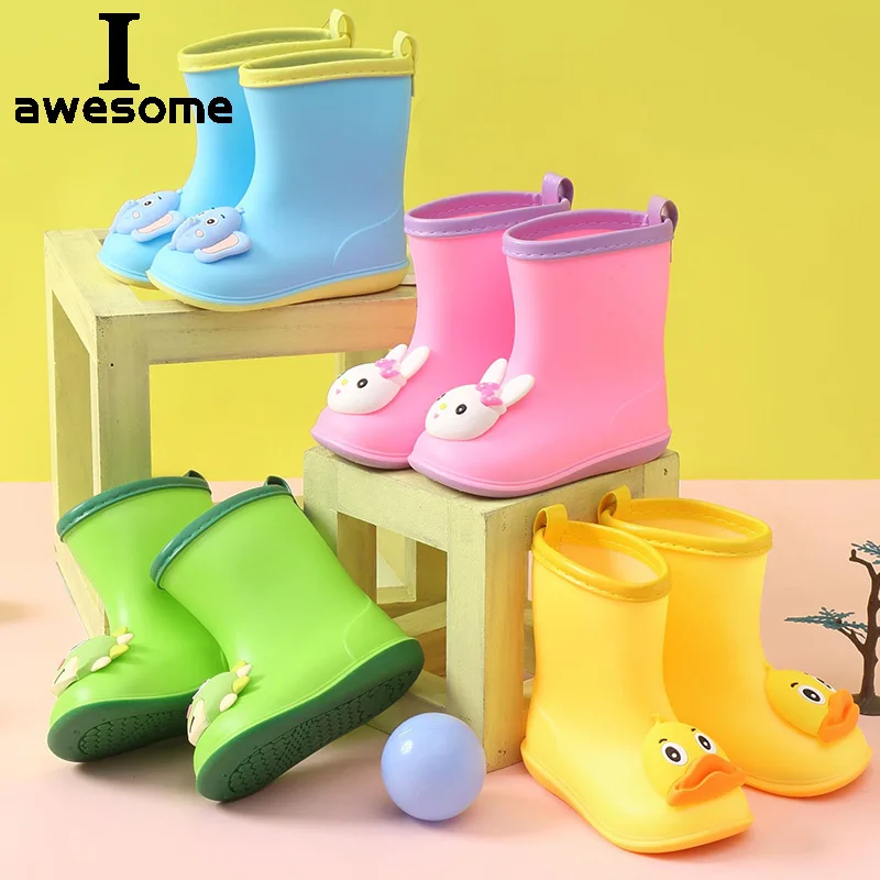 Cartoon Classic Children\'s Shoes PVC Rubber Kids Baby Cartoon Shoes Water Shoes Waterproof Rain Boots Toddler Girl Boy Rainboots