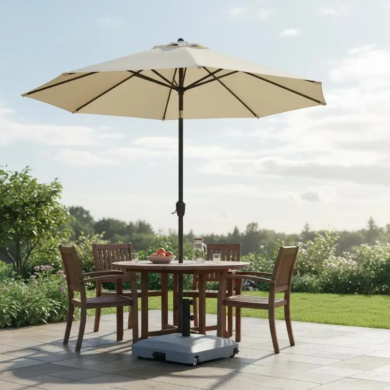 

Garden Parasol Base Holder, 24kg Water or 30kg Sand Filled, Outdoor Market Umbrella Stand Weight with Wheels and Brakes, Grey