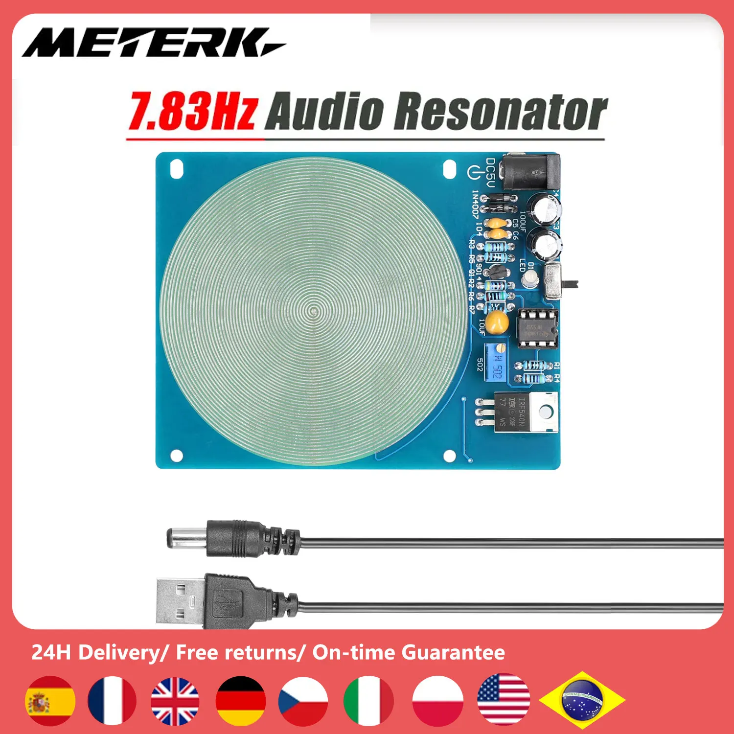 Schumann Waves Resonance Generator Ultra-low Frequency Pulse Audio Resonator USB Interface with Indicator Light ON OFF Function