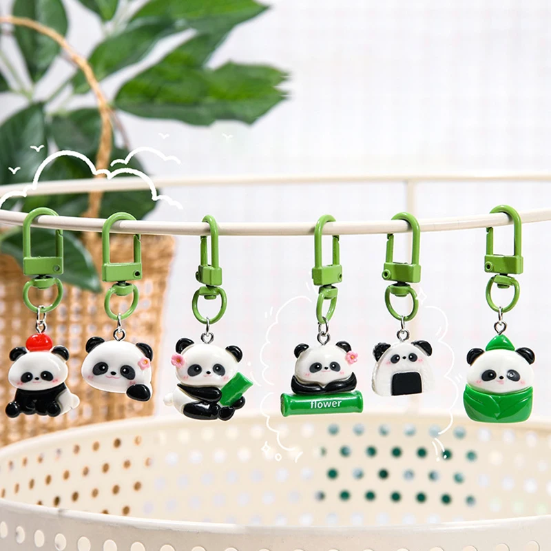 Cute Cartoon Panda Keyring Lovely Animal Keychain Car Key Holder School Bag Pendant Backpack Decoration Couple Gifts