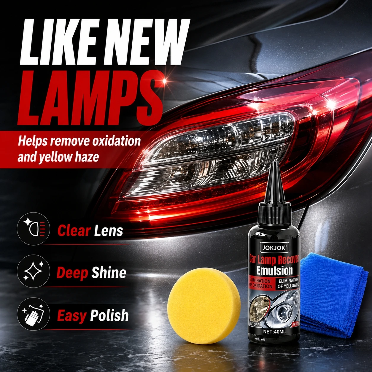 Universal Headlight Lens Restoration Kit - Prevents Yellowing And Oxidation with Bright Headlight Restoration Fluid, Restores