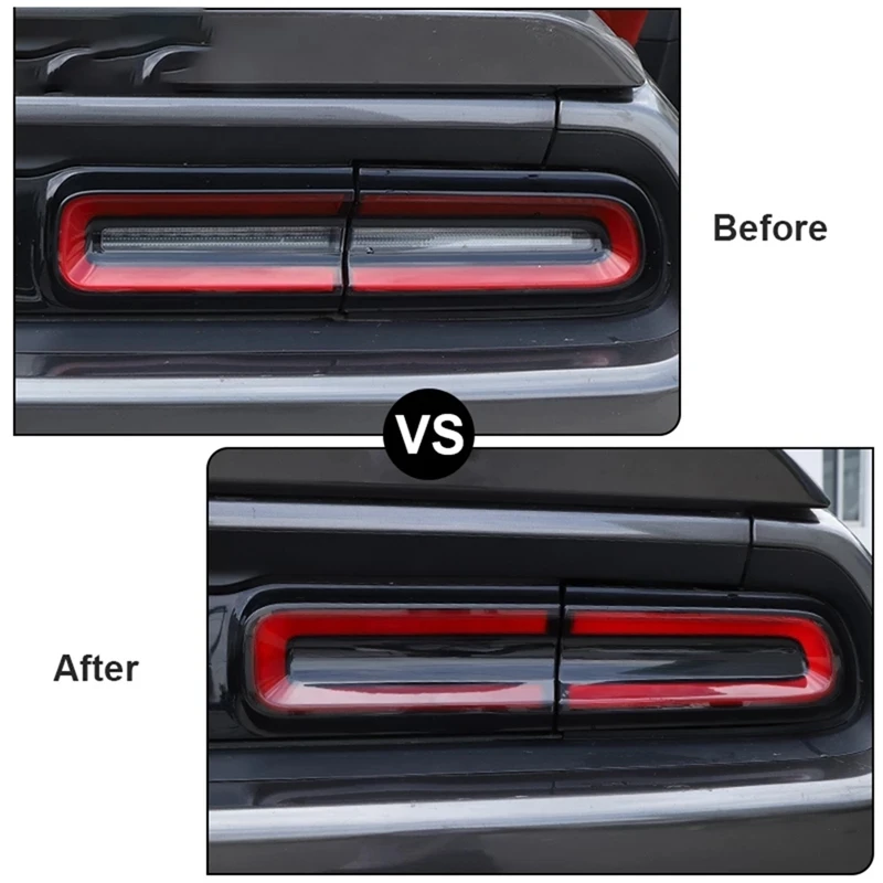 4Pcs Car Smoked Black Rear Tail Light Decor Cover Taillight Lamp Trim Garnish Lamp Hoods For Dodge Challenger 2015-2022