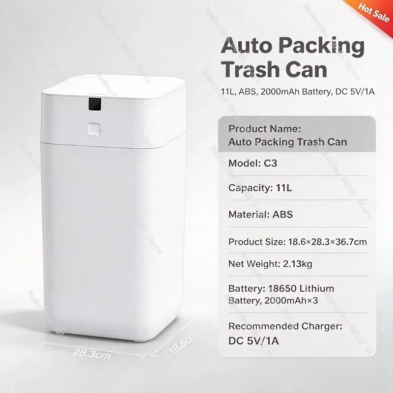 C3 Smart Sensor Trash Can, Narrow Gap Auto Bag Sealing Waste Bin for Home Bedroom & Bathroom