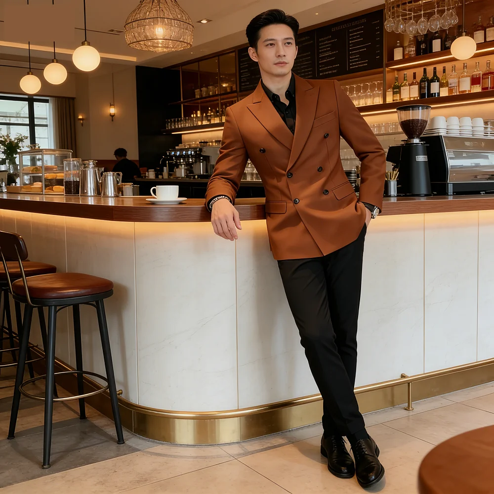 

Деловой двубортный блейзер, новый, с длинным рукавом, стандартной длины, эластичный, 3XL, профессиональная рабочая одежда