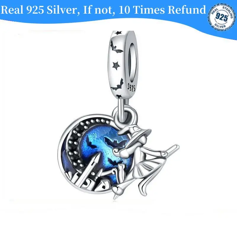 New Sterling Silver 925 Jewelry For Women Magical Maiden Witch Pendant Hallowmas Plata Beads Original Pandora Charms Bracelet