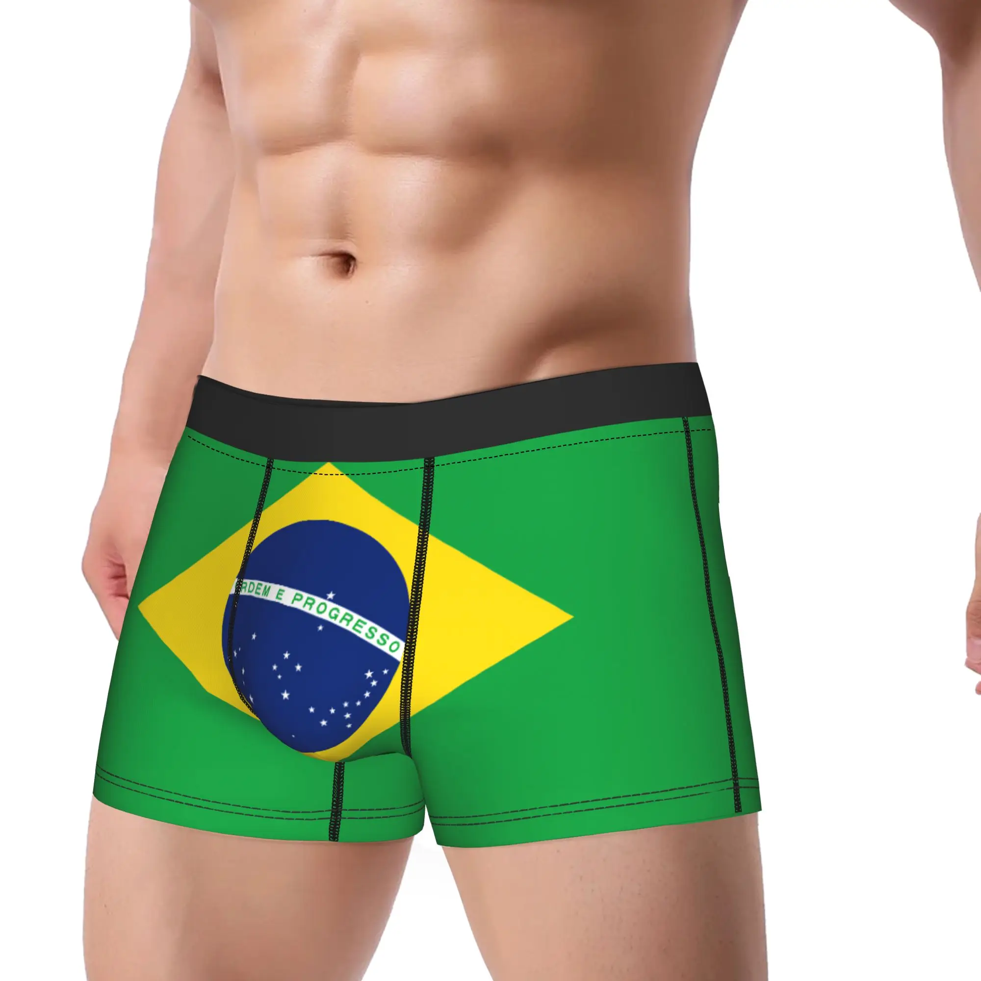 Minimal Brazil Flag Print Underwear  Men Underpants Design Comfortable Boxer Shorts Hot Sale Shorts Briefs Plus Size 2XL