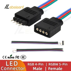 10 pz/pacco LED striscia luminosa colorata a 4 Pin RGB connessione testa lampada connettore Bar nastro RGBW cavo connettore maschio e femmina a 5 Pin