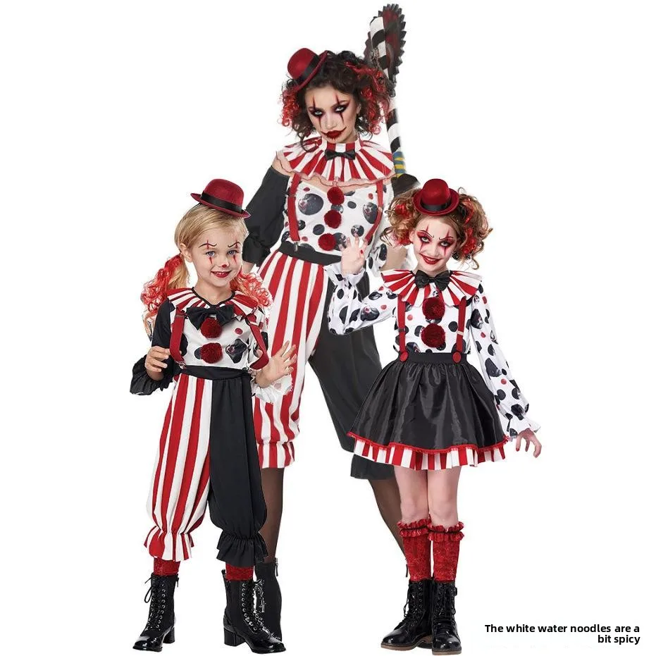 Costume da clown per bambini Performance Par Costume da spettacolo per festival per ragazze Costume da Halloween Palcoscenico etnico tradizionale...