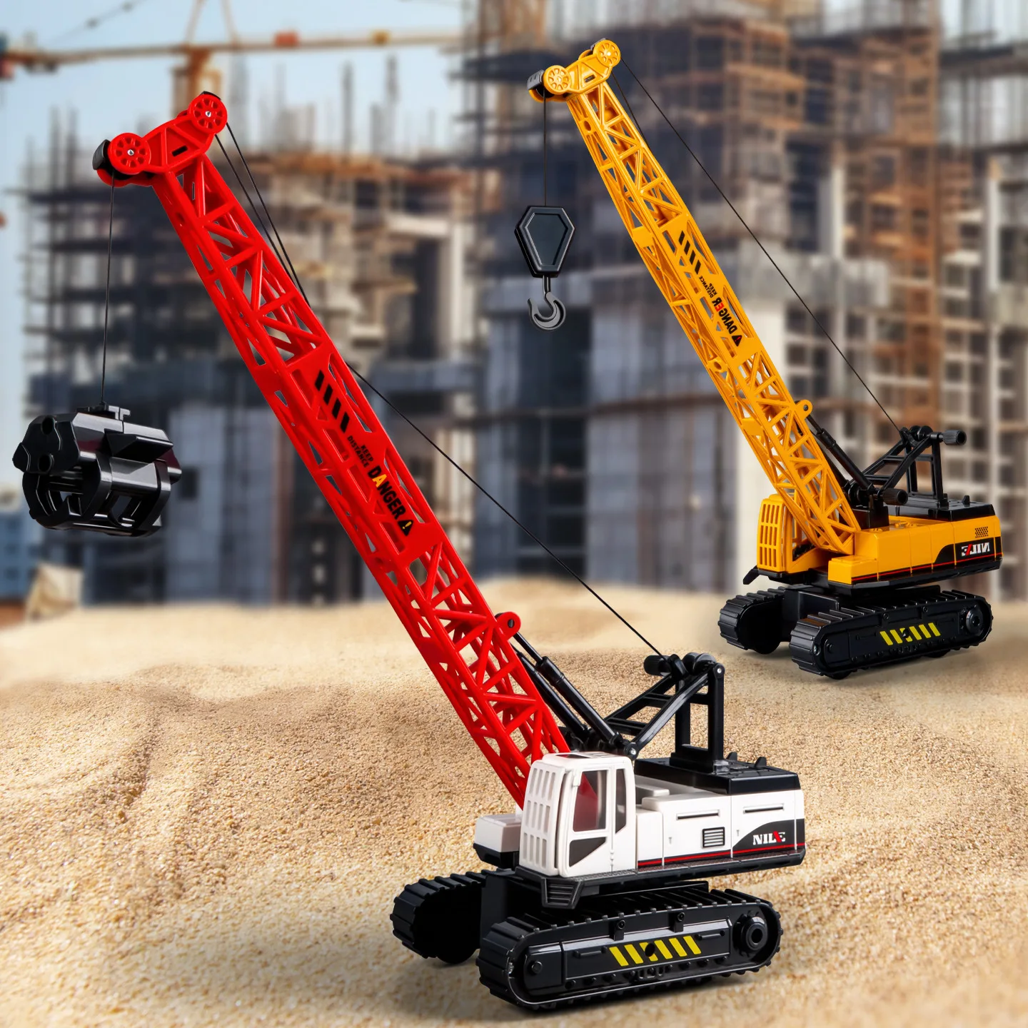Engineering Vehicle Crane With Straight Boom Children's Toy Car Inertia Simulation Crane Diecast Car Boy Birthday Gift
