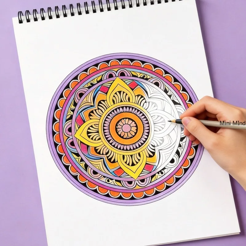 A Zen Mandala Meditation Decompression Coloring Copy Picture Book, Adult Stress Relief Healing Exercise Book, 32 Mandala Themes