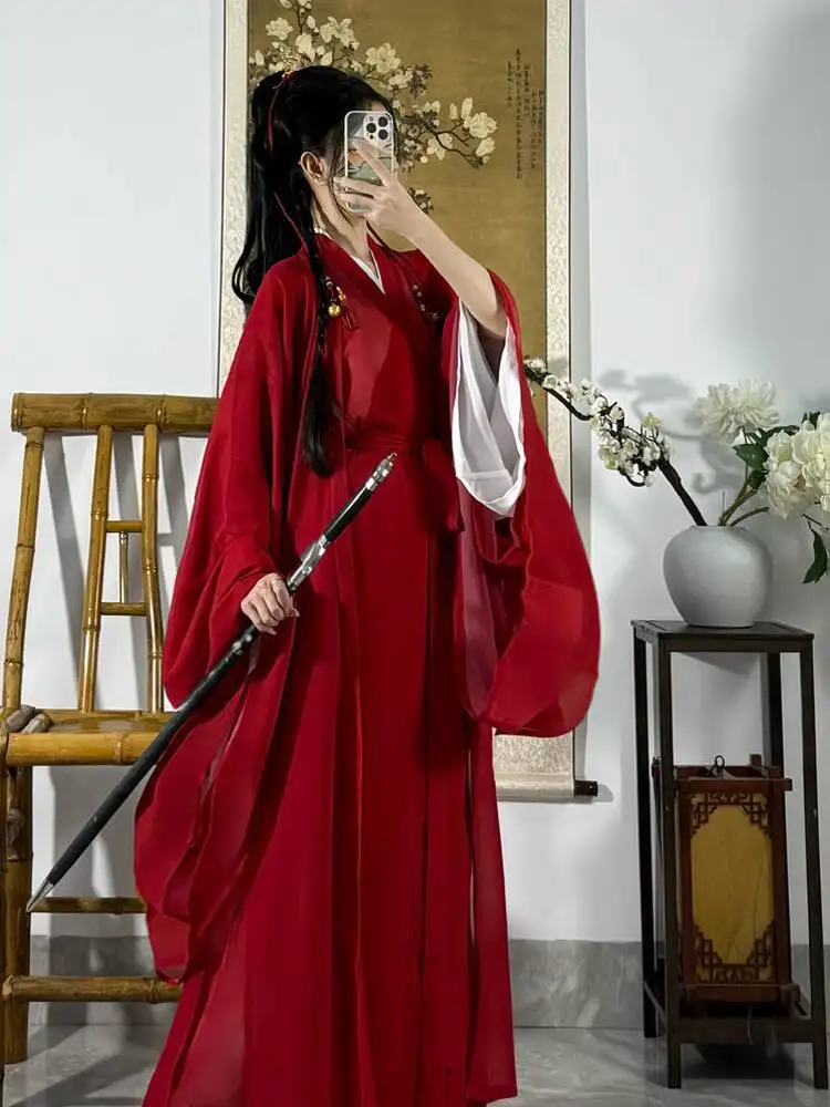 

New Hanfu Women Chivalrous Expert Wuxia Style Fiesta Carnival Halloween Cos Cosplay Chinese Traditional Dress Ancient Costume