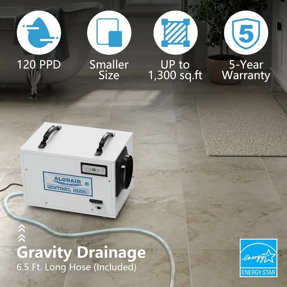 Crawl Space Dehumidifiers 120 PPD Moisture Removal, Energy Star Certified Crawlspace Dehumidifiers Commercial Dehumidifier