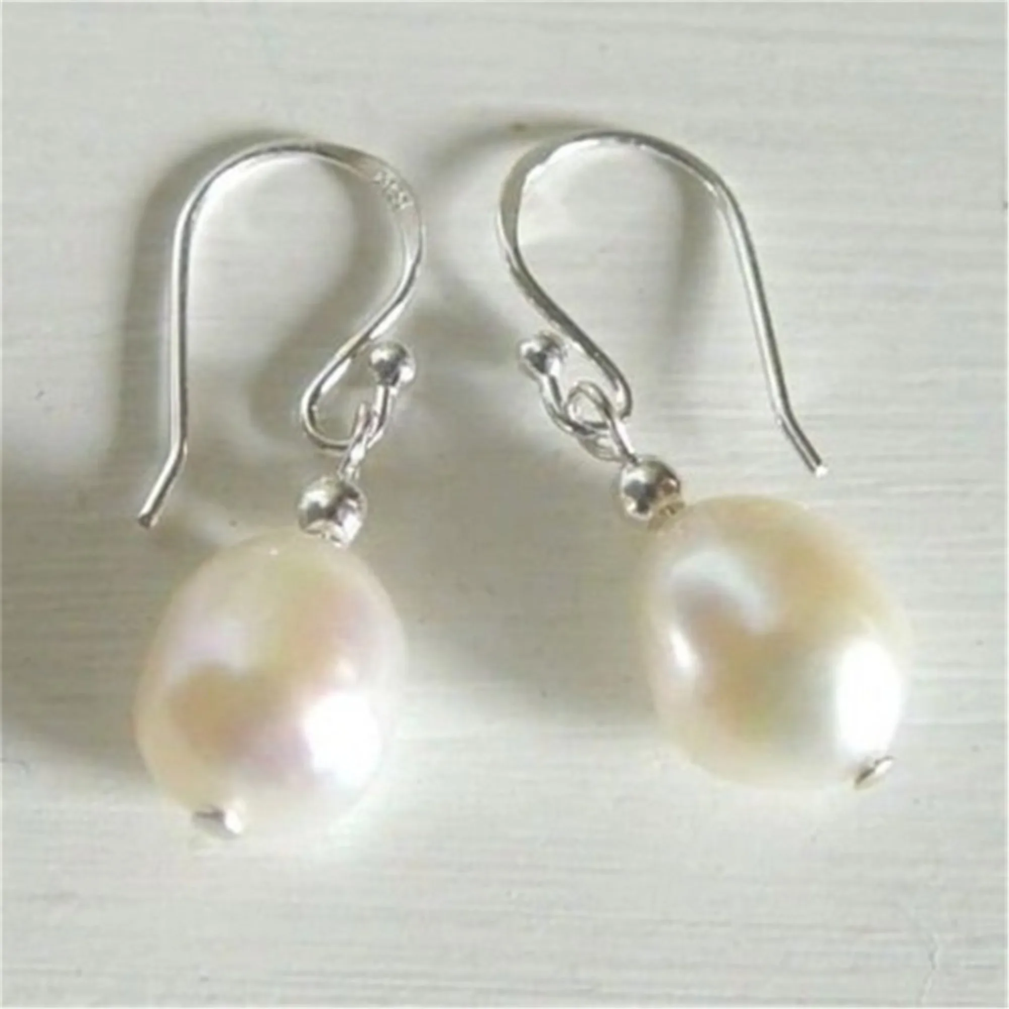 Huge white Baroque pearl earrings swing 18k ear stud Drop Dangle Party Handmade Beaded Teens Wedding