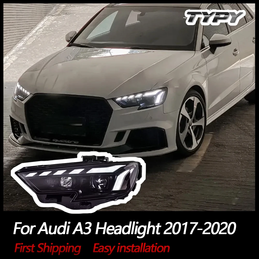 

Автомобильные фары TYPY для Audi A3, 2017-2020, светодиодные фары для проектора, DRL, последовательный поворот Siganl, автомобильные аксессуары