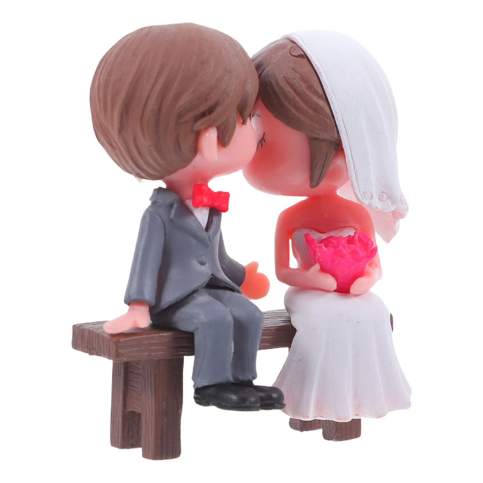 

Couple Garden Ornament Romantic Cartoon Resin Statue for Wedding Decorations DIY Bench Design Miniature Landscape
