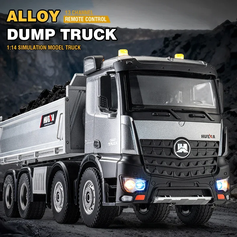 

HUINA 1536Pro Alloy RC Dump Truck 1/14 13CH Heavy-duty Engineering Vehicle Toy 8 Wheel Remote Control Car with Lights RC Trucks