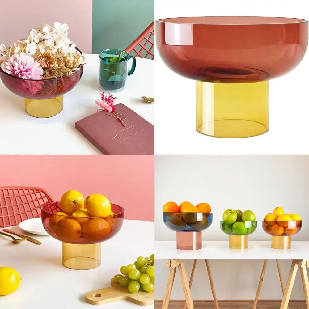 

Декоративная двусторонняя стеклянная чаша, розовая и желтая, 7 x 5, идеально подходит для вечеринок, фруктов, украшения стола, отличный подарок для особых случаев