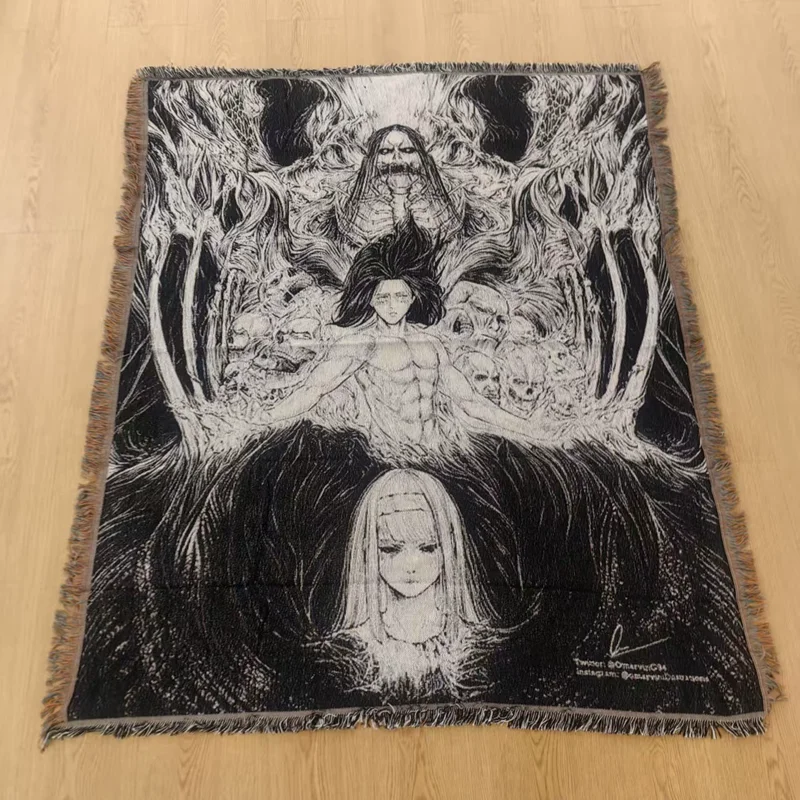 Anime Eren Jaeger Mikasa Ackerman Soft Blankets Throw Blanket New Years Gift Blanket for Picnic Beds Sofa Home Kids Gifts