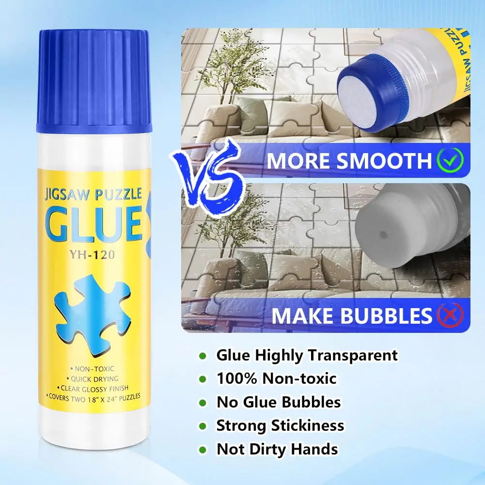 Jigsaw Puzzle Glue Clear,PVA Quick Dry,Non-Toxic,Water-Soluble, Anti-Moisture, Puzzle Preserver Sealer for 1000/2000/3000 Pieces