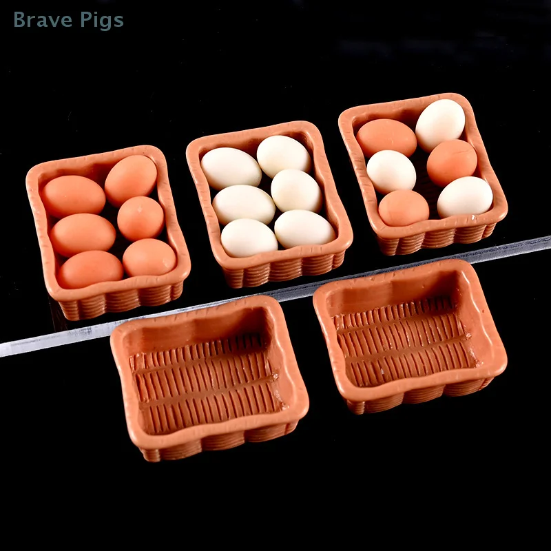 1/12 Dollhouse Simulation Egg Tray Model Dollhouse Mini Kitchen Decoration Dolls House Accessories Pretend Play Toys