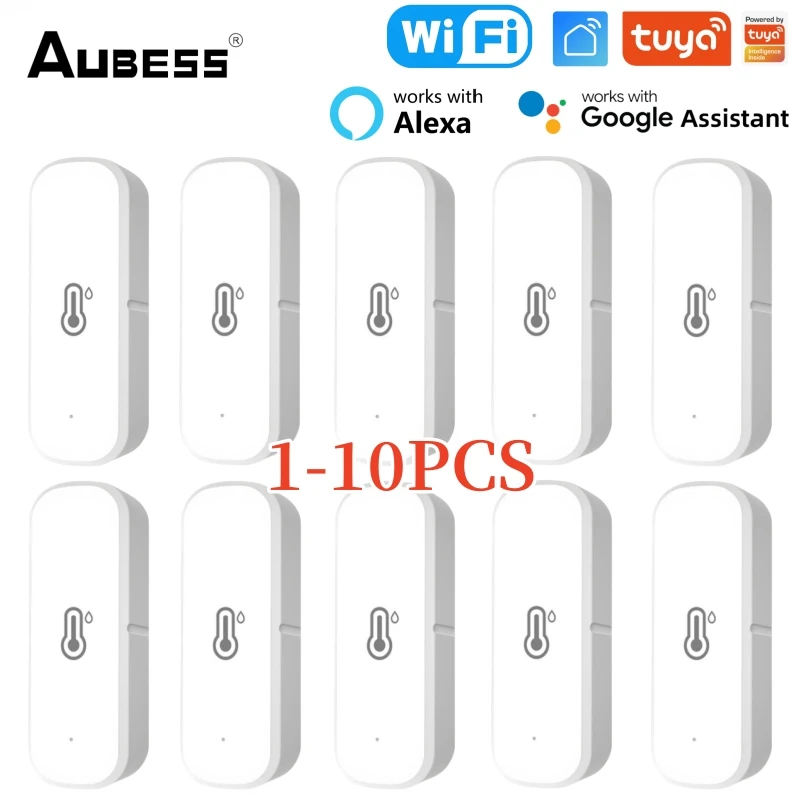 

1-10 шт. TUYA Smart WiFi датчик температуры и влажности Smart Life приложение дистанционное управление голосовое управление через Alexa Google Home