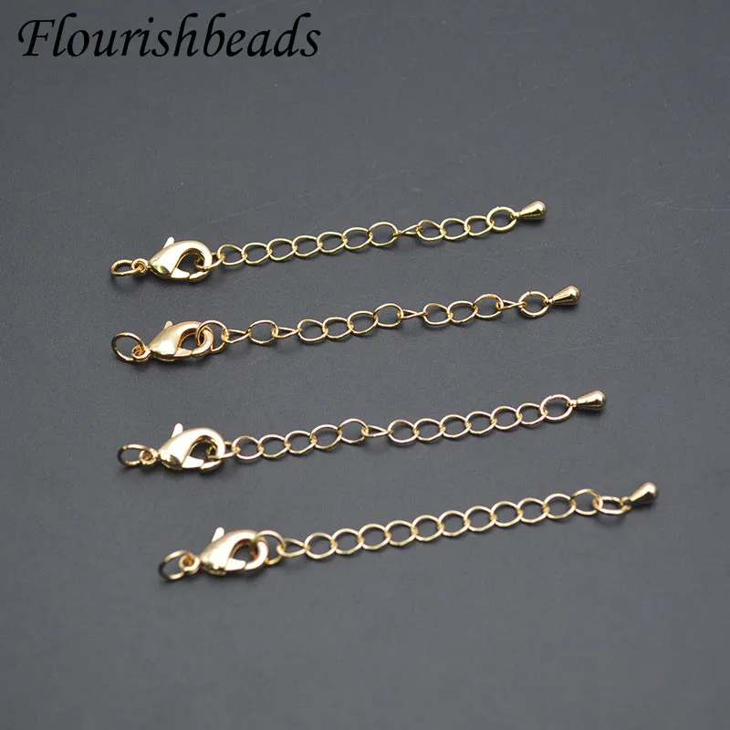 

50pcs/lot Copper Metal Plated Extension Extended Tail Chains with Lobster Clasp for Women DIY Jewelry Making Necklace