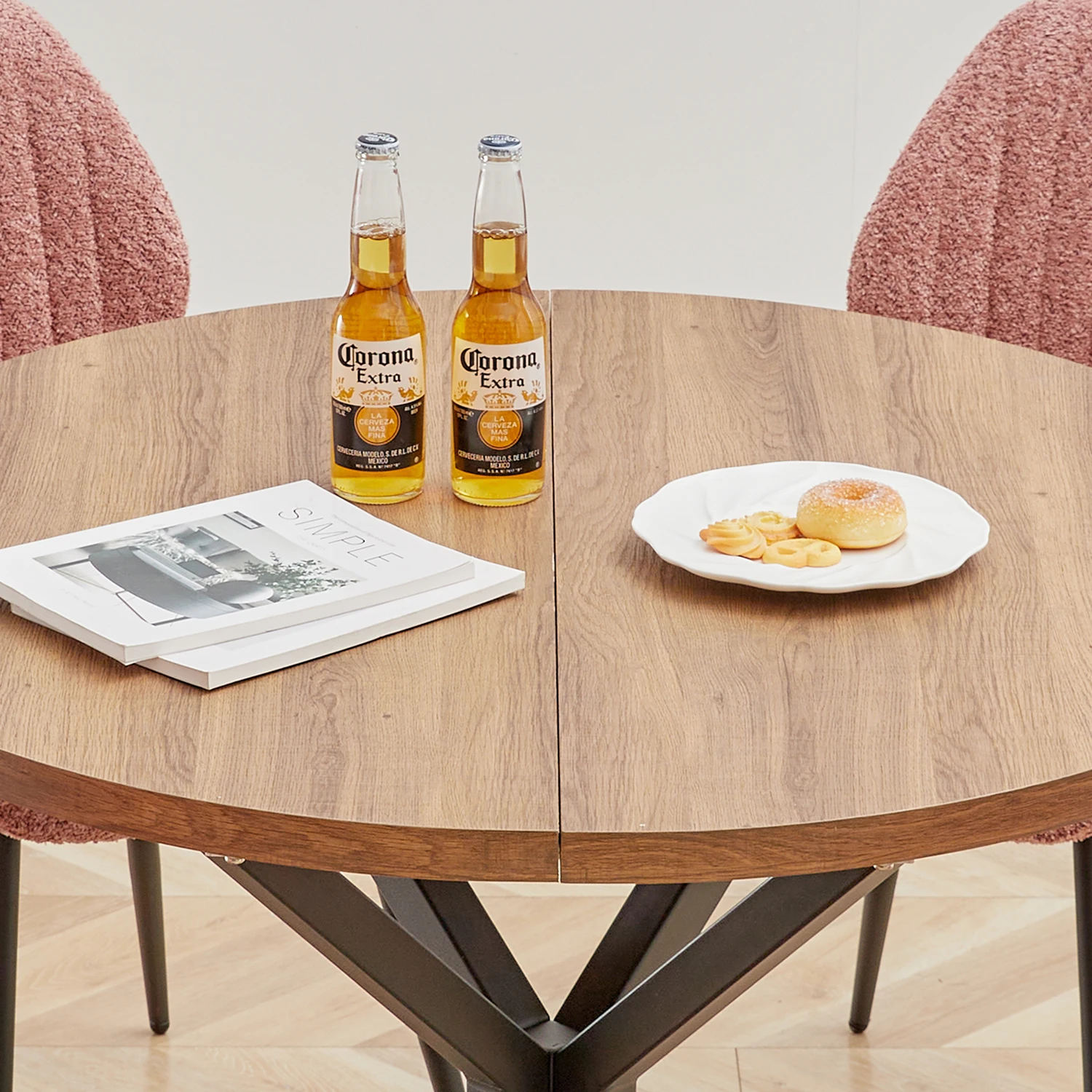 Egoonm nordic runder tisch massivholz tisch mit holzdeckel und stahlrahmen couch tische wohnzimmer büro wohn möbel 100cm