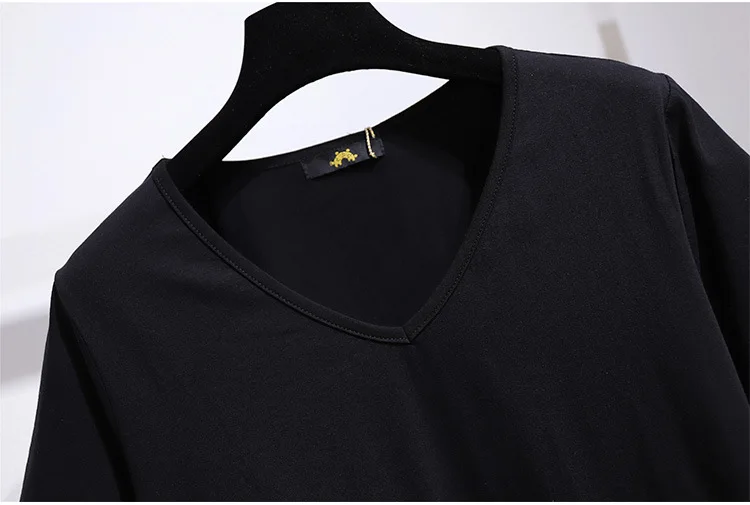 Women Summer Plus Size T Shirt Short Sleeve Pleated Chiffon Patchwork Loose Black Fold Long Tees 3XL 4XL 5XL 6XL 7XL LargeTops