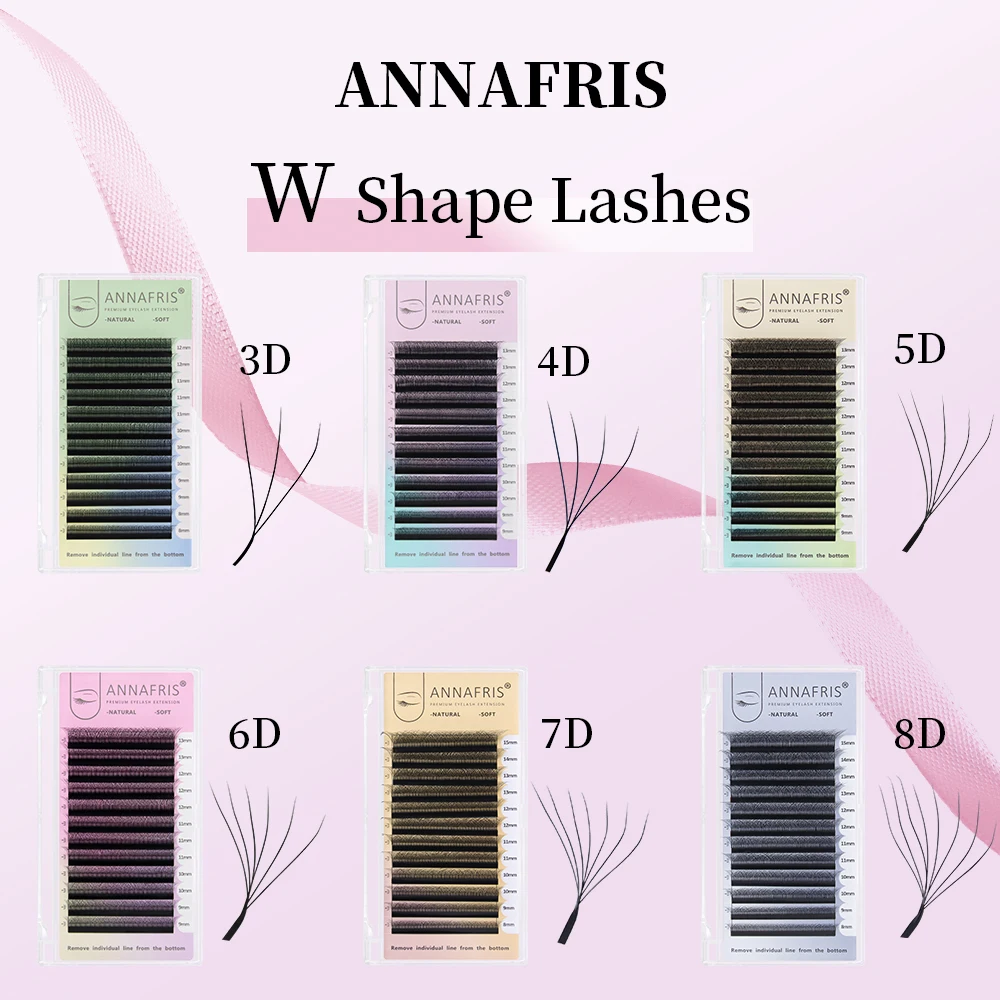 ANNAFRIS Premade Volume Fan YY 3D 4D 5D W-Shaped Lash Automatic Flowering W Lashes Extension Natural Soft Full Dense Mink Lash