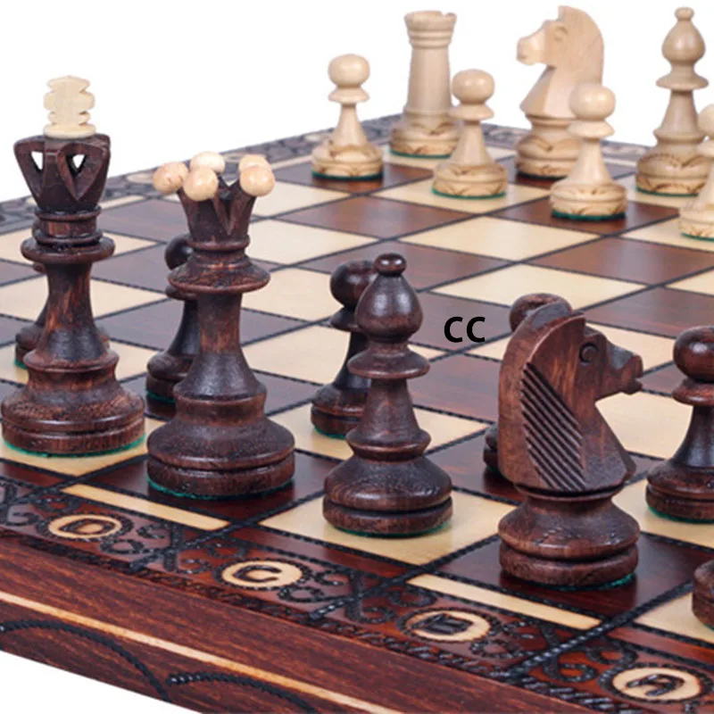 

Luxury 42x42cm Big Wooden Chess Set King Height 85mm Wooden Chess Pieces Floding Chessboard Chess Game Family Board Game Gift