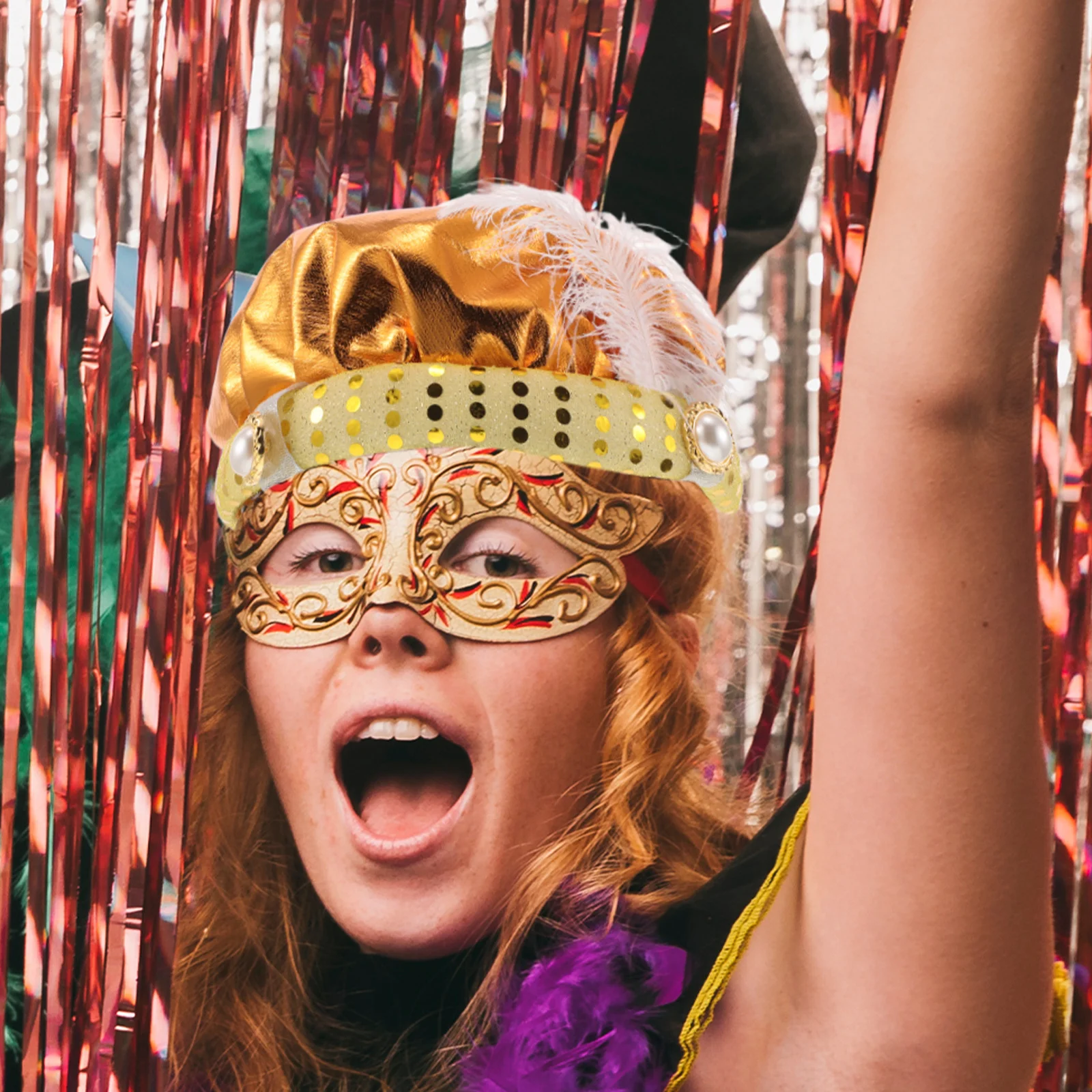 

2Pcs Prince Hat Indian Style Lightweight Plume Decorative Cap Party Costume Role Playing Hat Performance Accessory