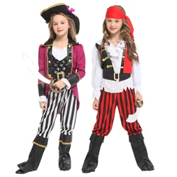 Kids Pirate Costume Fantasia Cosplay Clothing with Headwear Girl Birthday Carnival Party Fancy Dress No Weapon