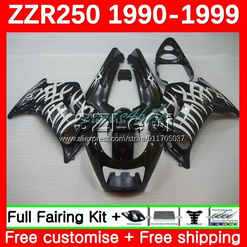 Body Kit For KAWASAKI NINJA ZZR 250 ZZR-250 90-99 91No.31 ZZR250 Silvery BLK 90 91 92 93 94 99 1995 1996 1997 1998 1999 Fairing