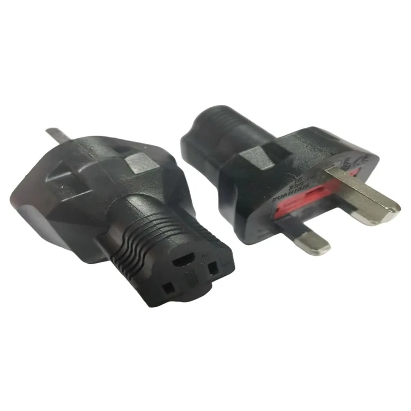 1PCS Black UK to USA Power Adapter HongKong Male to nema 5-15R socket converter British Male to 5-15R Female travel Adapter plug