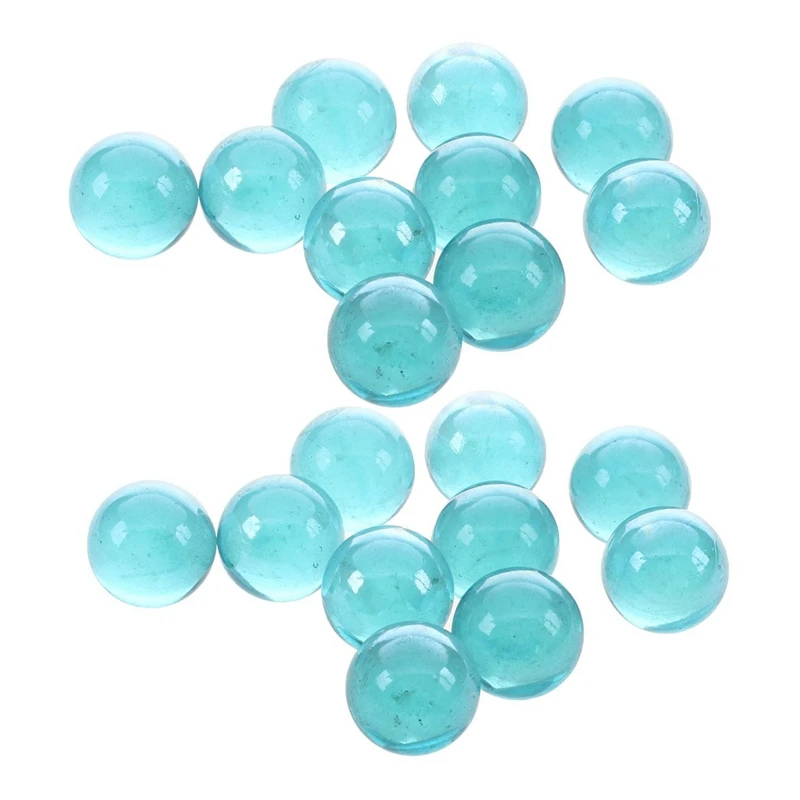 20 Pcs Marbles 16Mm Glass Marbles Knicker Glass Balls Decoration Color Nuggets Toy Light Blue